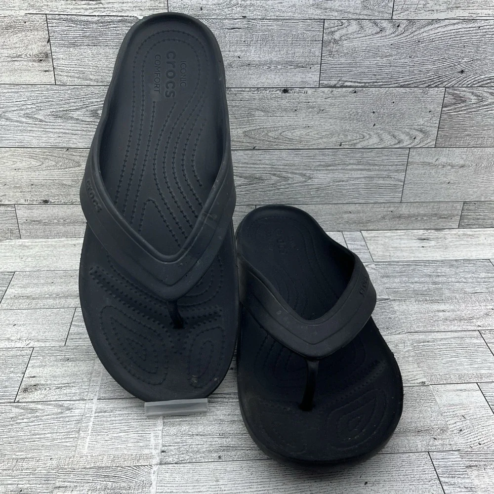 Crocs Classic Black Comfort Flip Flop Sandals 202635 Men Size‎ 11